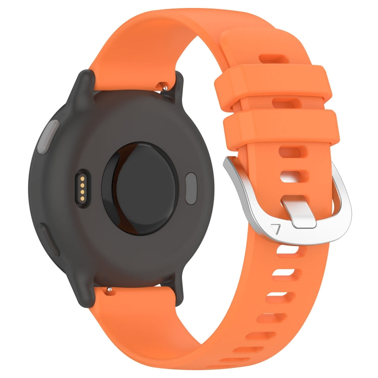 For Garmin Vivoactive 5 Liquid Glossy Silver Buckle Silicone Watch Band(Orange) - Watch Bands by buy2fix | Online Shopping UK | buy2fix