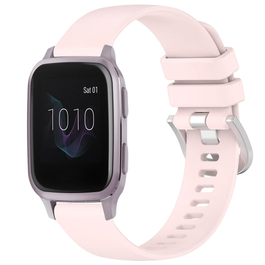For Garmin Venu / Venu SQ Liquid Glossy Silver Buckle Silicone Watch Band(Pink) - Watch Bands by buy2fix | Online Shopping UK | buy2fix