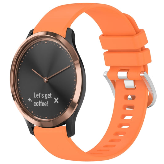 For Garmin Vivomove HR Sport Liquid Glossy Silver Buckle Silicone Watch Band(Orange) - Watch Bands by buy2fix | Online Shopping UK | buy2fix