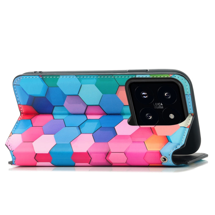 For Xiaomi 14 Pro CaseNeo Colorful Magnetic Leather Phone Case(Colorful Cube) - 14 Pro Cases by buy2fix | Online Shopping UK | buy2fix