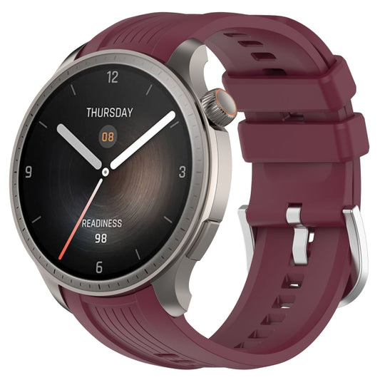 For Amazfit Balance A2286 Vertical Texture Silicone Watch Band(Wine) - Watch Bands by buy2fix | Online Shopping UK | buy2fix