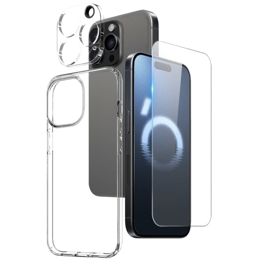 For iPhone 16 Pro NORTHJO 3 in 1 TPU Phone Case with Screen Film and Lens Film(Clear) - iPhone 16 Pro Cases by NORTHJO | Online Shopping UK | buy2fix