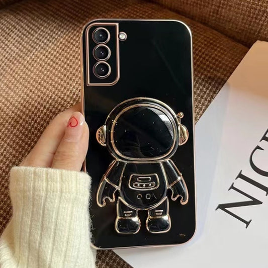 For Samsung Galaxy S23+ 5G Electroplating Astronaut Holder Phone Case(Black) - Galaxy S23+ 5G Cases by buy2fix | Online Shopping UK | buy2fix