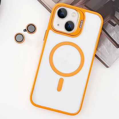 For iPhone 14 MagSafe Acrylic Hybrid TPU Holder Phone Case with Lens film(Orange) - iPhone 14 Cases by buy2fix | Online Shopping UK | buy2fix