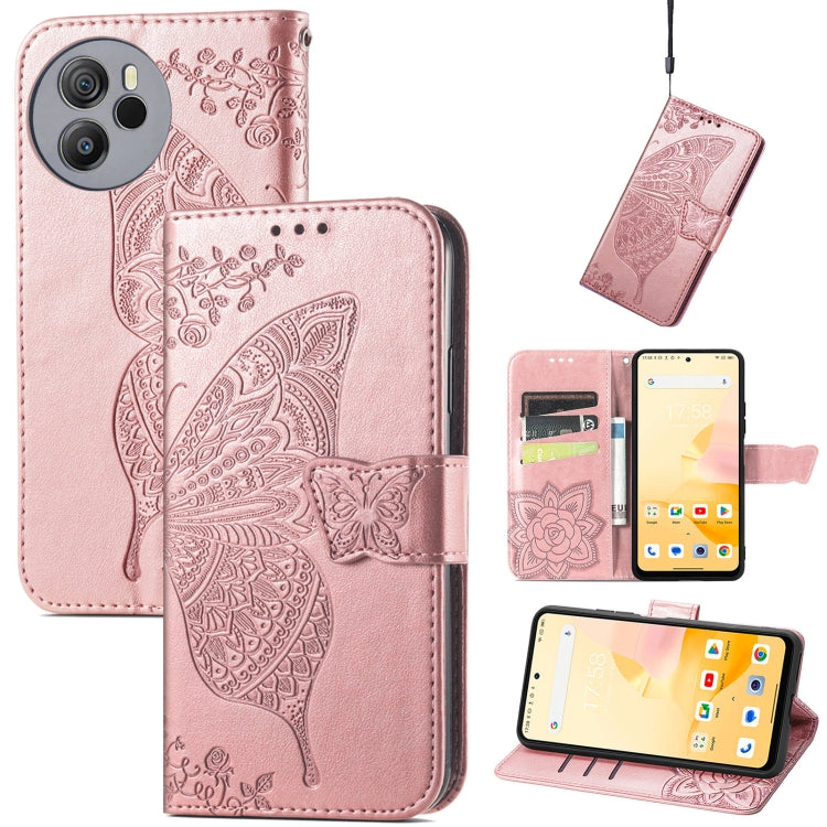 For Blackview Shark 8 Butterfly Love Flower Embossed Leather Phone Case(Rose Gold) - More Brand by buy2fix | Online Shopping UK | buy2fix