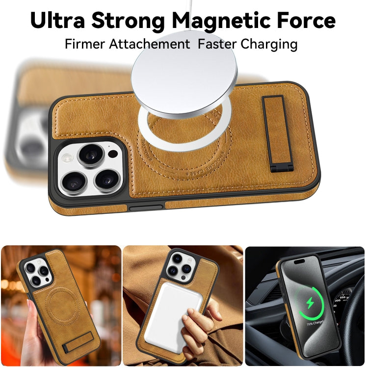 For iPhone 14 Multi-function Holder MagSafe PU Phone Case(Dark Green) - iPhone 14 Cases by buy2fix | Online Shopping UK | buy2fix
