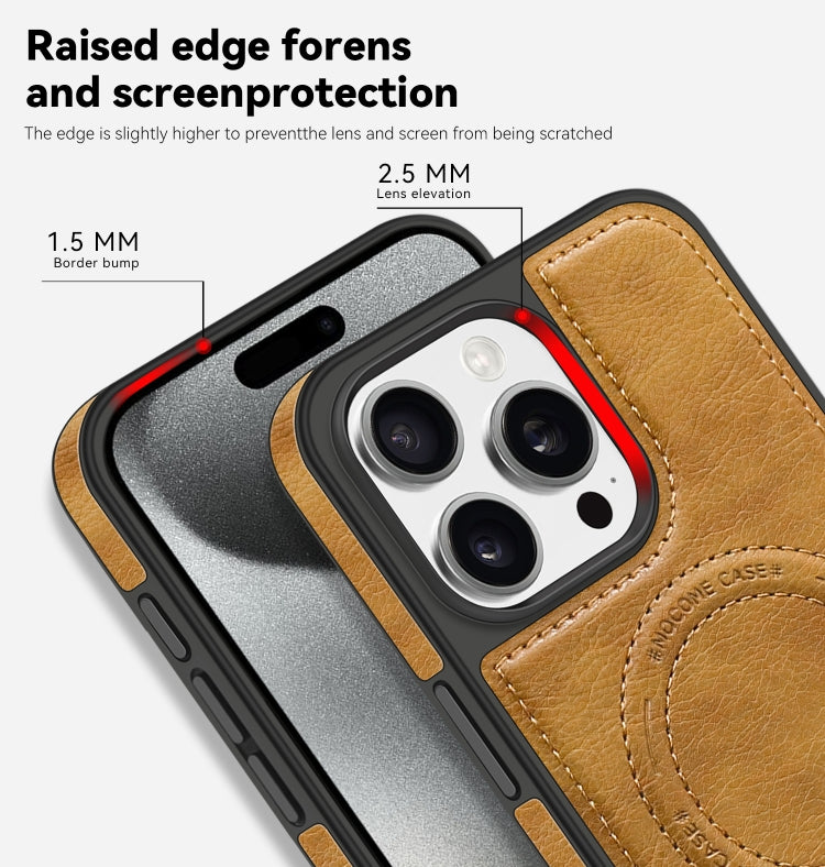 For iPhone 15 Pro Multi-function Holder MagSafe PU Phone Case(Brown) - iPhone 15 Pro Cases by buy2fix | Online Shopping UK | buy2fix