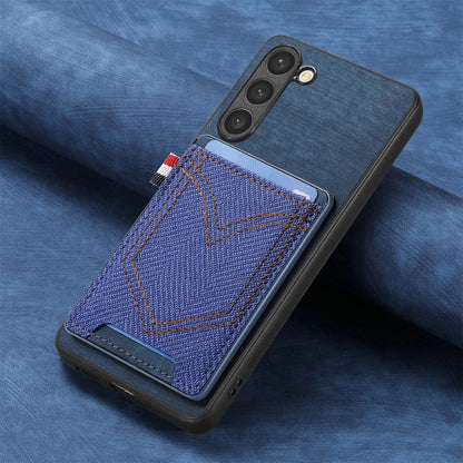 For Samsung Galaxy S25+ 5G Denim Texture Leather Skin Phone Case with Card Slot(Blue) - Galaxy S25+ 5G Cases by buy2fix | Online Shopping UK | buy2fix