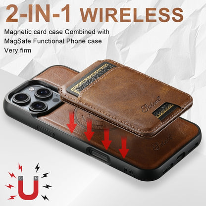 For iPhone 16 Pro Suteni H15 MagSafe Oil Eax Leather Detachable Wallet Back Phone Case(Brown) - iPhone 16 Pro Cases by Suteni | Online Shopping UK | buy2fix