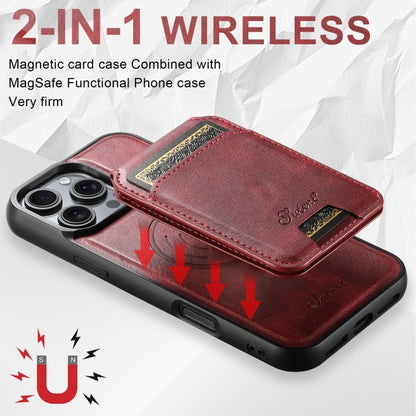 For iPhone 16 Plus Suteni H15 MagSafe Oil Eax Leather Detachable Wallet Back Phone Case(Red) - iPhone 16 Plus Cases by Suteni | Online Shopping UK | buy2fix