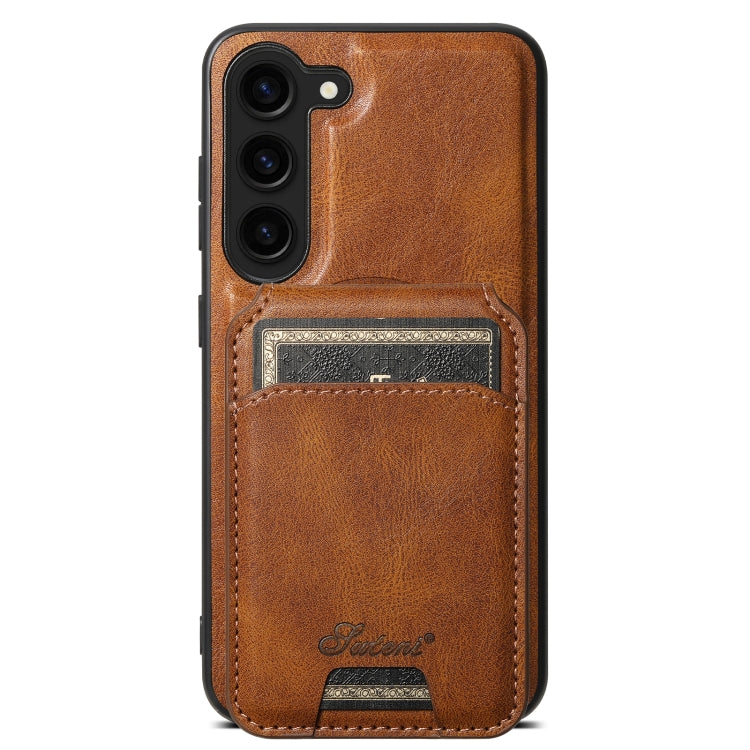 For Samsung Galaxy S24 5G Suteni H15  Oil Eax Leather Detachable Wallet Back Phone Case(Brown) - Galaxy S24 5G Cases by Suteni | Online Shopping UK | buy2fix