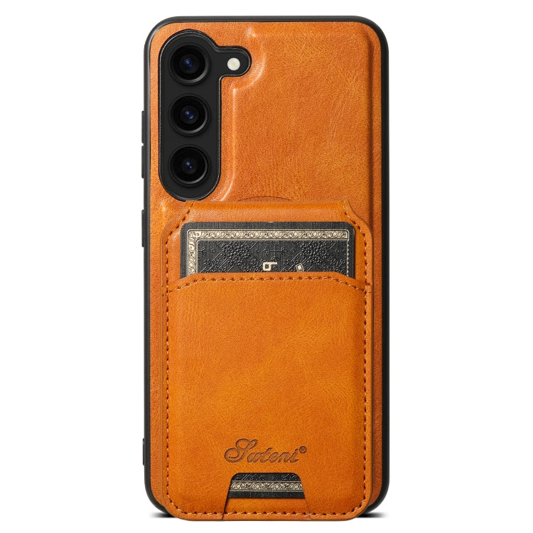 For Samsung Galaxy S24 5G Suteni H15  Oil Eax Leather Detachable Wallet Back Phone Case(Khaki) - Galaxy S24 5G Cases by Suteni | Online Shopping UK | buy2fix