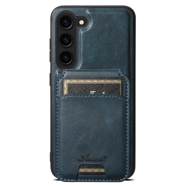 For Samsung Galaxy S24+ 5G Suteni H15  Oil Eax Leather Detachable Wallet Back Phone Case(Blue) - Galaxy S24+ 5G Cases by Suteni | Online Shopping UK | buy2fix