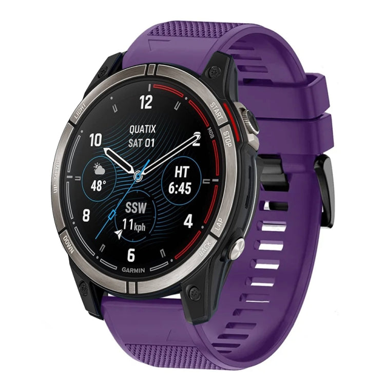For Garmin Quatix 7 Pro 22mm Quick Release Silicone Watch Band(Purple) - Watch Bands by buy2fix | Online Shopping UK | buy2fix