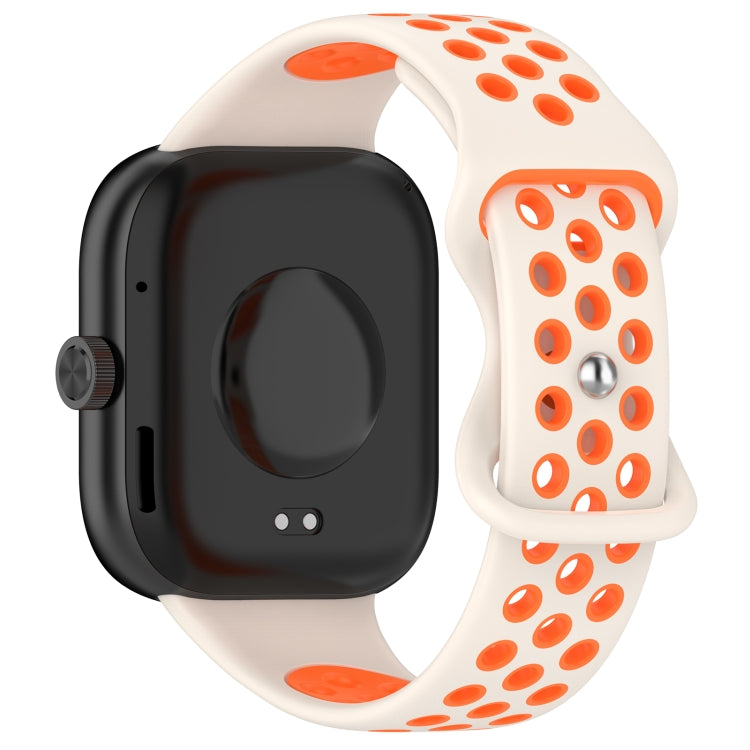 For Redmi Watch 4 Dual Color Perforated Silicone Watch Band(Starlight Orange) - Watch Bands by buy2fix | Online Shopping UK | buy2fix