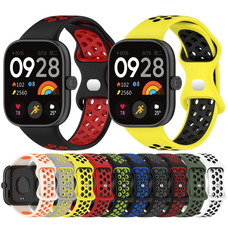 For Redmi Watch 4 Dual Color Perforated Silicone Watch Band(Black Blue) - Watch Bands by buy2fix | Online Shopping UK | buy2fix