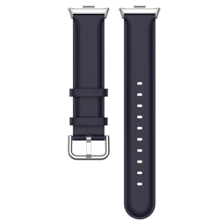 For Redmi Watch 4 Round Tail Top Layer Leather Watch Band(Dark Blue) - Watch Bands by buy2fix | Online Shopping UK | buy2fix