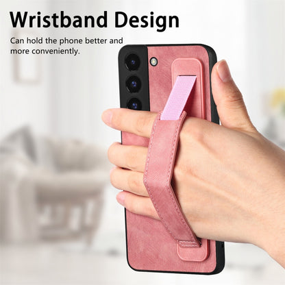 For Samsung Galaxy S22+ 5G Retro Wristband Holder Leather Back Phone Case(Pink) - Galaxy S22+ 5G Cases by buy2fix | Online Shopping UK | buy2fix