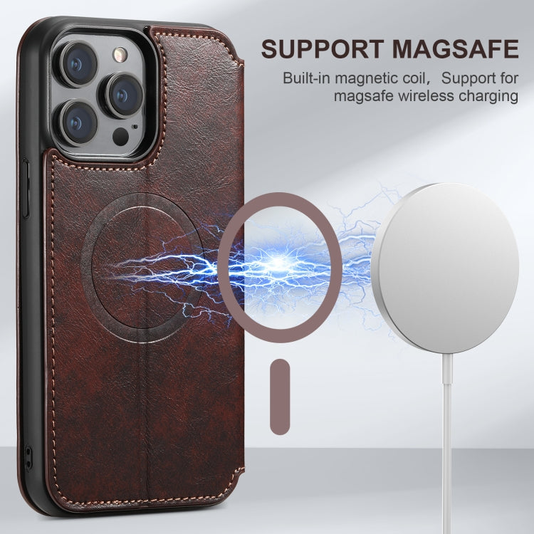 For iPhone 16 Pro Max Suteni J05 Leather Magnetic MagSafe Phone Case(Brown) - iPhone 16 Pro Max Cases by Suteni | Online Shopping UK | buy2fix