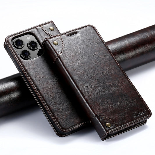 For iPhone 16 Pro Max Suteni Baroque Calf Texture Buckle Wallet Leather Phone Case(Brown) - iPhone 16 Pro Max Cases by Suteni | Online Shopping UK | buy2fix