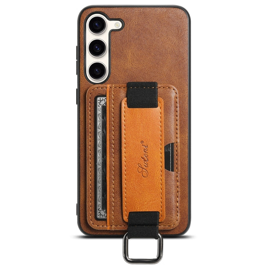 For Samsung Galaxy S24  5G Suteni H13 Card Wallet Wrist Strap Holder PU Phone Case(Brown) - Galaxy S24 5G Cases by Suteni | Online Shopping UK | buy2fix