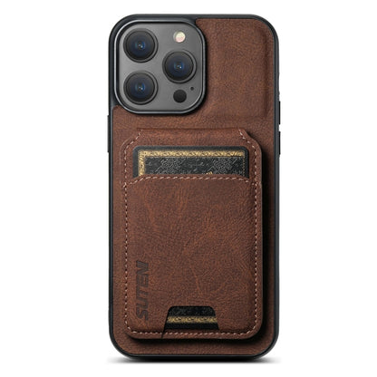 For iPhone 16 Pro Suteni H02 Litchi Leather Card Wallet Stand Back Phone Case(Brown) - iPhone 16 Pro Cases by Suteni | Online Shopping UK | buy2fix