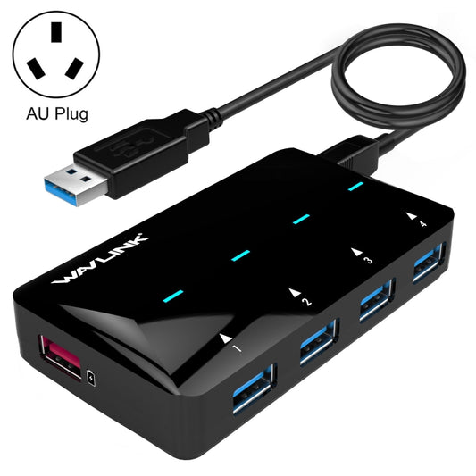 WAVLINK WL-UH3042P1 2.4A Fast Charging Adapter for Keyboard Mouse 4-Port USB3.0 HUB(AU Plug) - USB 3.0 HUB by WAVLINK | Online Shopping UK | buy2fix