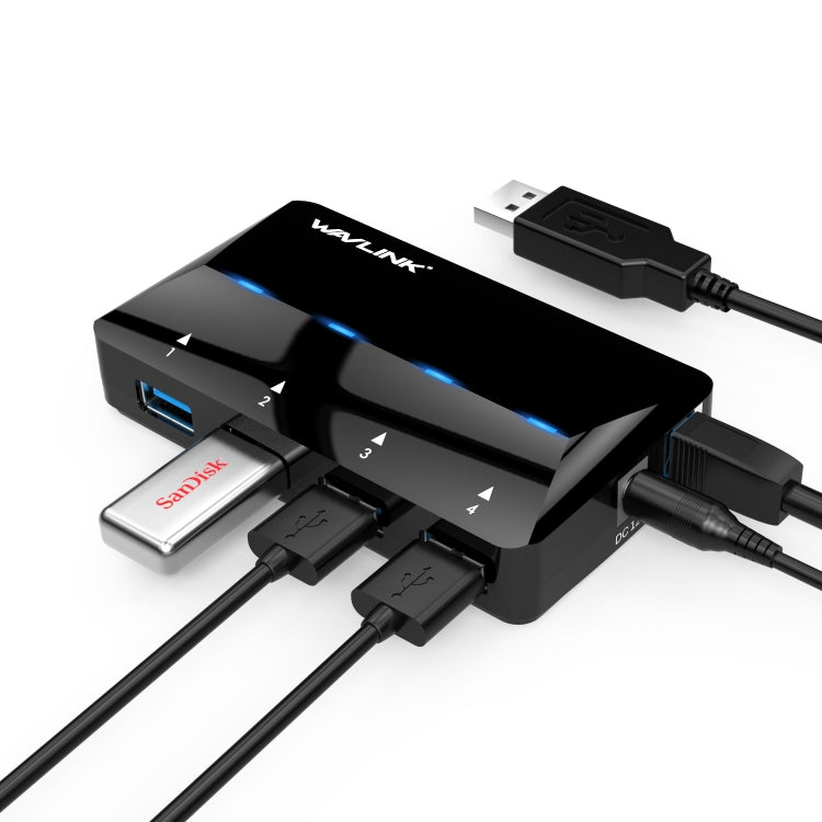 WAVLINK WL-UH3042P1 2.4A Fast Charging Adapter for Keyboard Mouse 4-Port USB3.0 HUB(US Plug) - USB 3.0 HUB by WAVLINK | Online Shopping UK | buy2fix