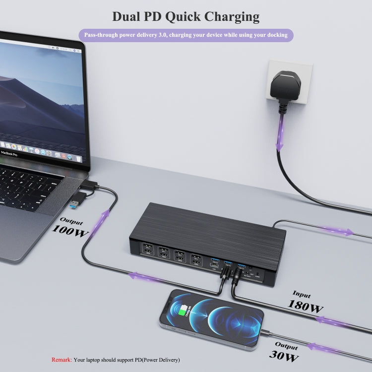 WAVLINK UG69PD10 1 to 4 Screens 4K/5K AV Transfer USB-C to HD Type-C Docking Station Hub, Plug:EU Plug - USB HUB by WAVLINK | Online Shopping UK | buy2fix