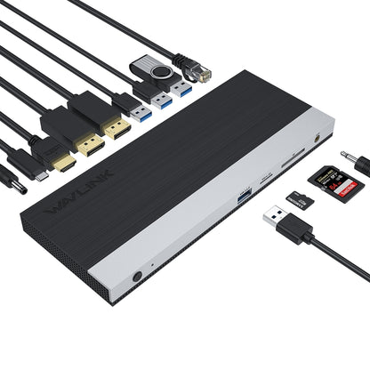 WAVLINK WL-UMD01 USB3.0 Splitter Docking Station Gigabit Ethernet / DP / HD Cable Converter(US Plug) - USB 3.0 HUB by WAVLINK | Online Shopping UK | buy2fix