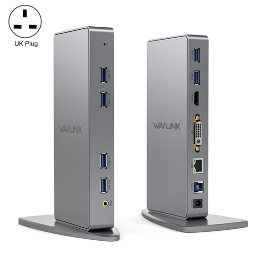 WAVLINK WL-UG39DK7 USB3.0 Hub Adapter Multi-Screen Graphics Card Universal Docking Station, Plug:UK Plug - USB HUB by WAVLINK | Online Shopping UK | buy2fix