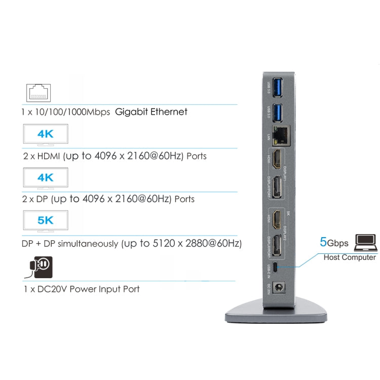 WAVLINK WL-UG69DK7 Laptops Type-C Universal Desktop Docking Station Aluminum Alloy HUB Adapter(UK Plug) - USB HUB by WAVLINK | Online Shopping UK | buy2fix