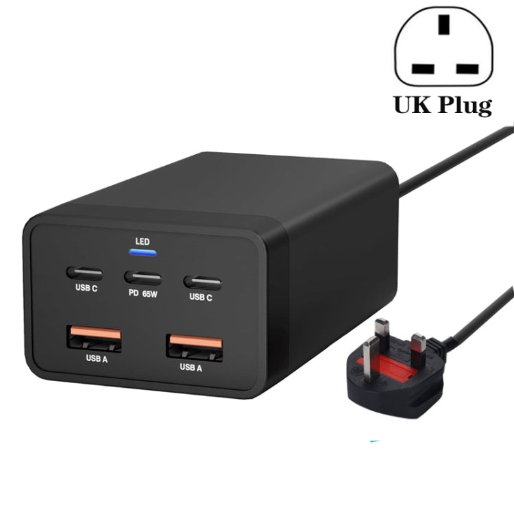 GAN 125W PD65W Dual Type-C + QC3.0 USB Multi Compatible Notebook Adapter UK Plug - Cable & Adapter by buy2fix | Online Shopping UK | buy2fix