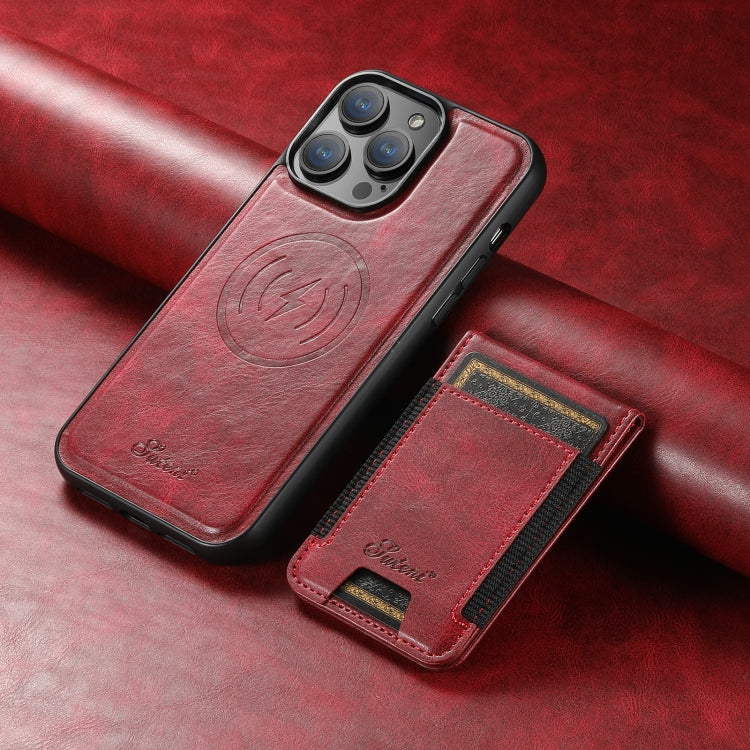 For iPhone 13 Suteni H17 Oil Eax Leather MagSafe Detachable Wallet Phone Case(Red) - iPhone 13 Cases by Suteni | Online Shopping UK | buy2fix