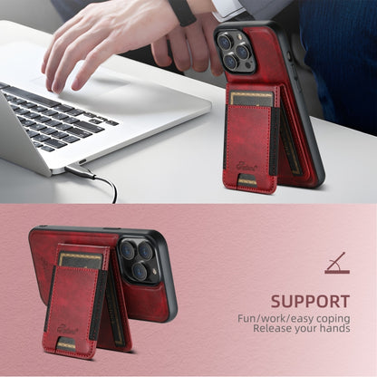 For iPhone 16 Pro Suteni H17 Oil Eax Leather MagSafe Detachable Wallet Phone Case(Red) - iPhone 16 Pro Cases by Suteni | Online Shopping UK | buy2fix