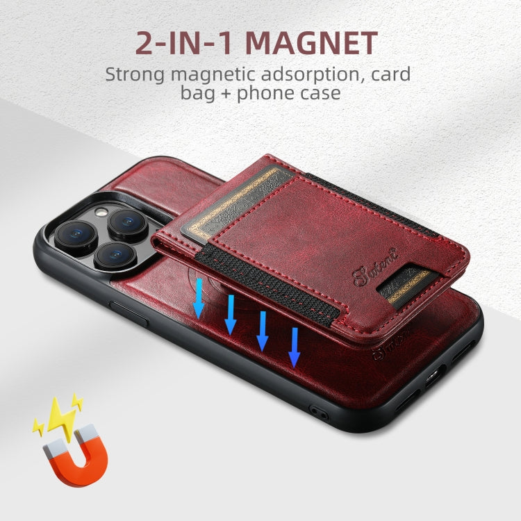 For iPhone 16 Pro Max Suteni H17 Oil Eax Leather MagSafe Detachable Wallet Phone Case(Red) - iPhone 16 Pro Max Cases by Suteni | Online Shopping UK | buy2fix