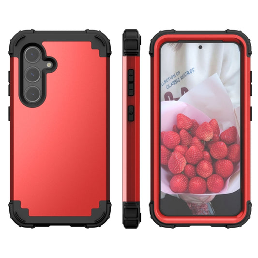 For Samsung Galaxy S24 5G 3 in 1 Silicone Hybrid PC Shockproof Phone Case(Red) - Galaxy S24 5G Cases by buy2fix | Online Shopping UK | buy2fix