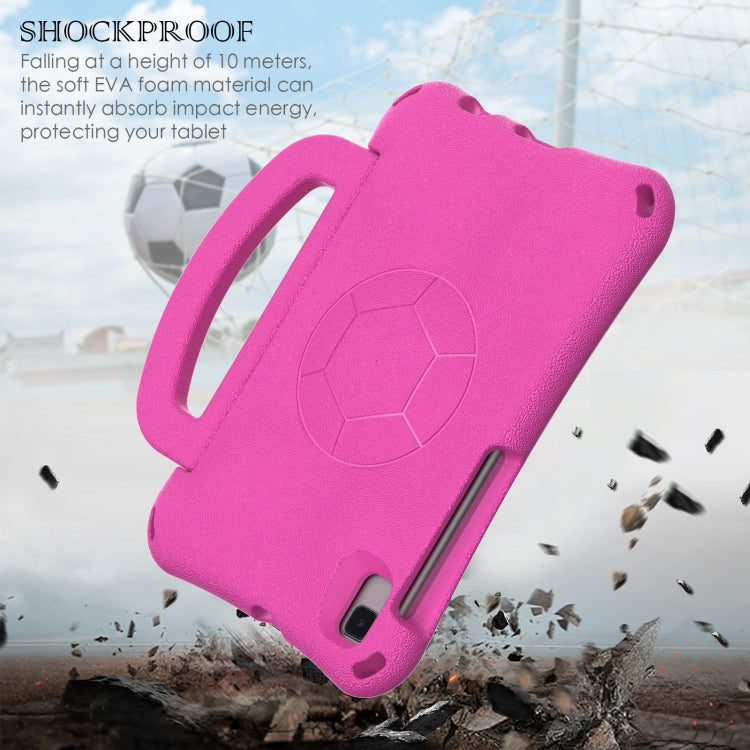 For Samsung Galaxy Tab A9 8.7 SM-X110/X115 Handle Football Shaped EVA Shockproof Tablet Case(Rose Red) - Galaxy Tab A9 by buy2fix | Online Shopping UK | buy2fix