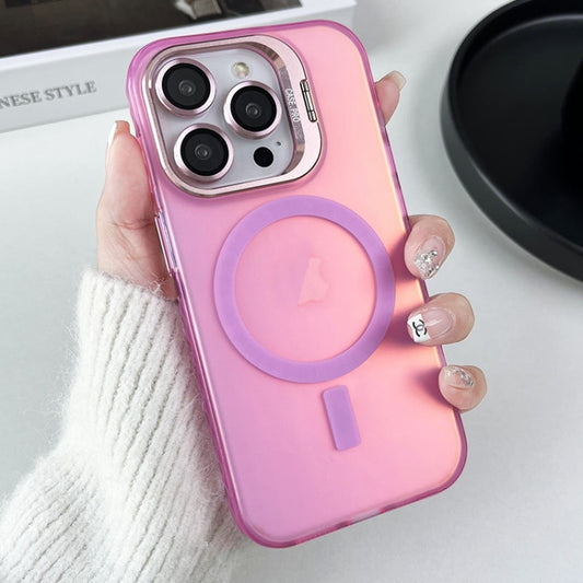 For iPhone 12 Pro Max MagSafe Lens Holder PC Hybrid TPU Phone Case(Pink) - iPhone 12 Pro Max Cases by buy2fix | Online Shopping UK | buy2fix