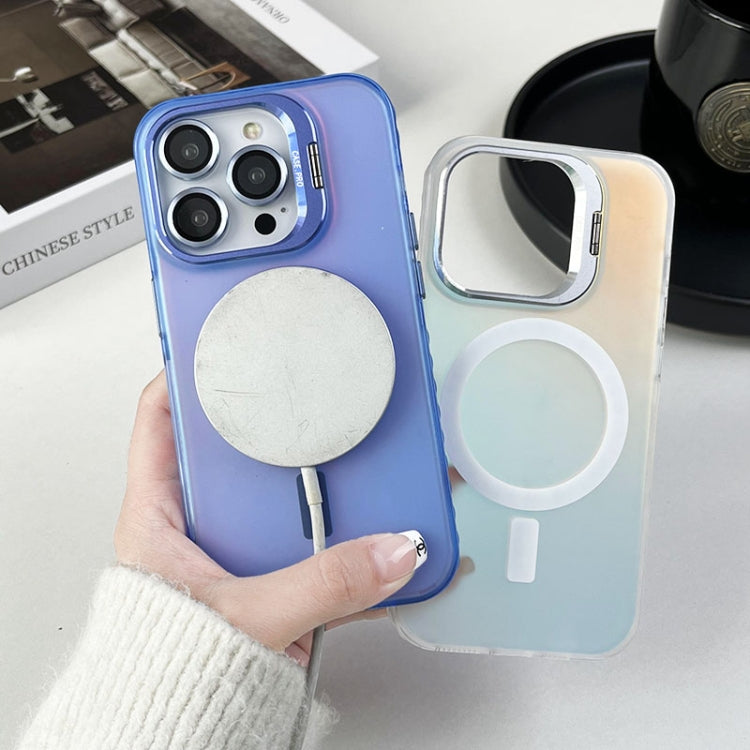 For iPhone 14 Plus MagSafe Lens Holder PC Hybrid TPU Phone Case(White) - iPhone 14 Plus Cases by buy2fix | Online Shopping UK | buy2fix