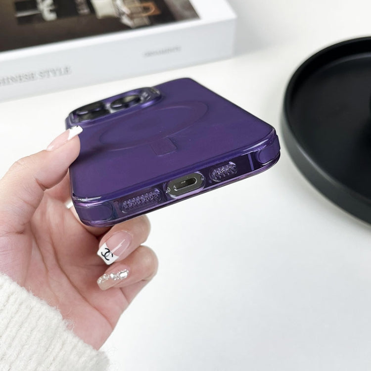 For iPhone 13 Pro Max MagSafe Lens Holder PC Hybrid TPU Phone Case(Purple) - iPhone 13 Pro Max Cases by buy2fix | Online Shopping UK | buy2fix