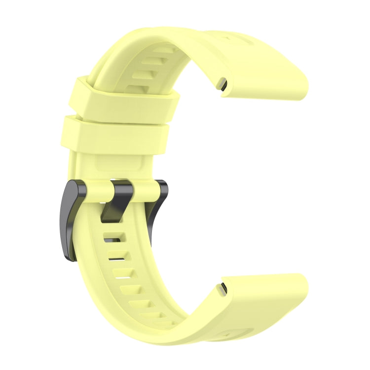 For Garmin Quatix 7 Pro Solid Color Black Buckle Silicone Quick Release Watch Band(Yellow) - Watch Bands by buy2fix | Online Shopping UK | buy2fix