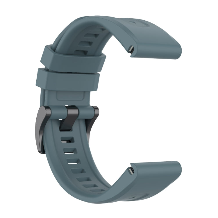 For Garmin Fenix 5 / Fenix 5 Plus Solid Color Black Buckle Silicone Quick Release Watch Band(Rock Blue) - Watch Bands by buy2fix | Online Shopping UK | buy2fix