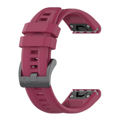 For Garmin Forerunner 965 / 955 / 945 / 935 Solid Color Black Buckle Silicone Quick Release Watch Band(Wine Red) - Watch Bands by buy2fix | Online Shopping UK | buy2fix