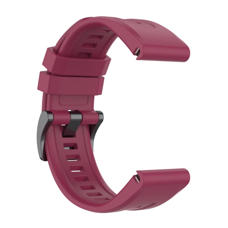 For Garmin Forerunner 965 / 955 / 945 / 935 Solid Color Black Buckle Silicone Quick Release Watch Band(Wine Red) - Watch Bands by buy2fix | Online Shopping UK | buy2fix