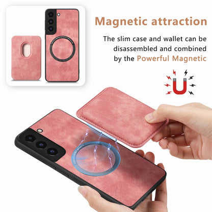 For Samsung Galaxy S22+ 5G Retro Leather Card Bag Magnetic Phone Case(Pink) - Galaxy S22+ 5G Cases by buy2fix | Online Shopping UK | buy2fix