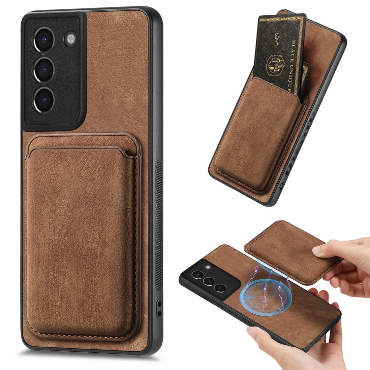 For Samsung Galaxy S21 5G Retro Leather Card Bag Magnetic Phone Case(Brown) - Galaxy S21 5G Cases by buy2fix | Online Shopping UK | buy2fix