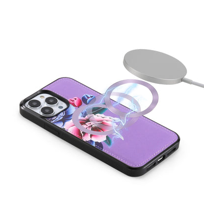 For iPhone 13 Pro MagSafe Flower Multi-functional Crossbody Zipper Wallet Leather Phone Case(Purple) - iPhone 13 Pro Cases by buy2fix | Online Shopping UK | buy2fix