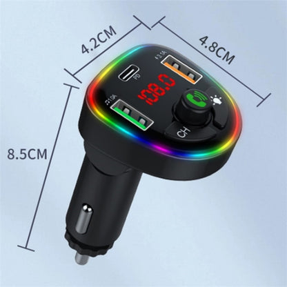 P24 1 Type-C + 2 USB Car Charger Car Bluetooth Music Player Voltage Detection - Bluetooth Car Kits by buy2fix | Online Shopping UK | buy2fix