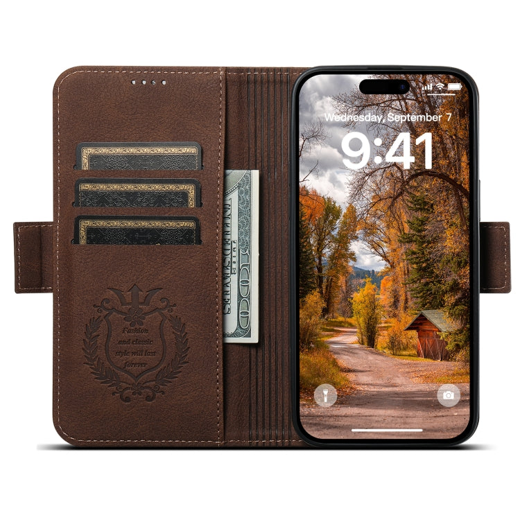 For iPhone 12 / 12 Pro SUTENI J07 Multifunctional Horizontal Flip Magsafe Leather Phone Case(Brown) - iPhone 12 / 12 Pro Cases by Suteni | Online Shopping UK | buy2fix